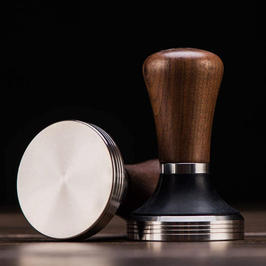 Adjustable Handle Espresso Tamper 51mm - Stainless Steel Base & Wooden Handle for Perfect Portafilter Tamping - About Brew