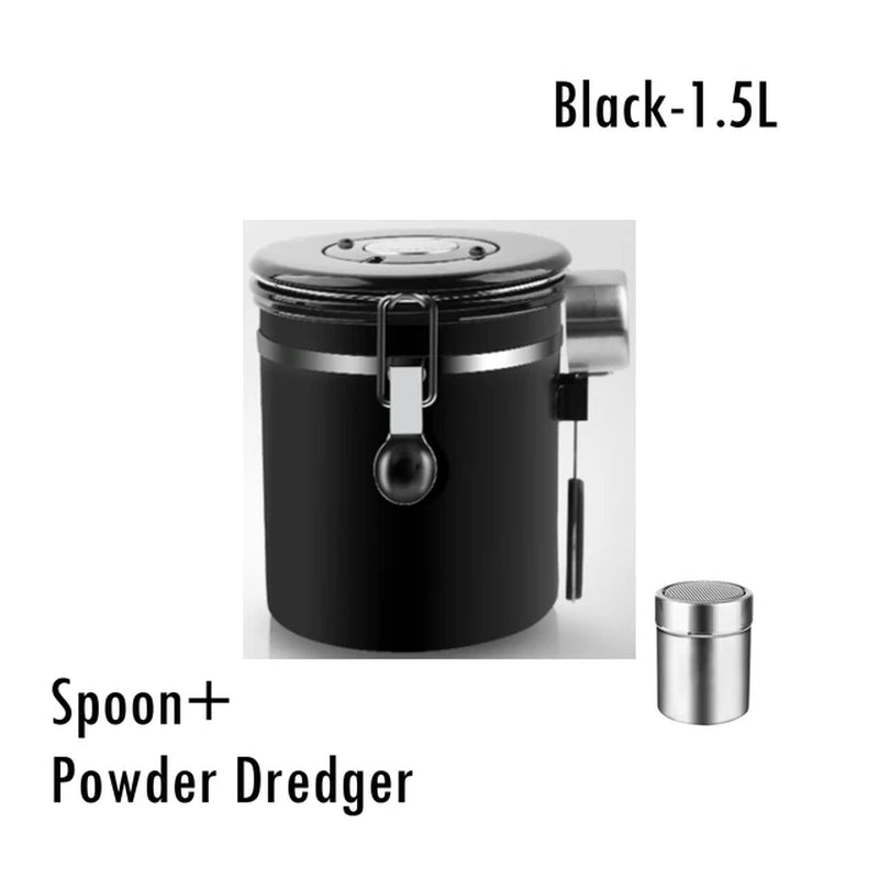 Stainless Steel Coffee Storage Container with Date Tracker & Airtight Lid - Available in Two Colors & Sizes - About Brew