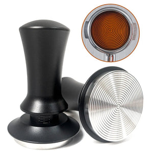 Precision Coffee Tamper with 15lb Spring 51/53/58mm - Aluminum Handle & Stainless Steel Base - About Brew